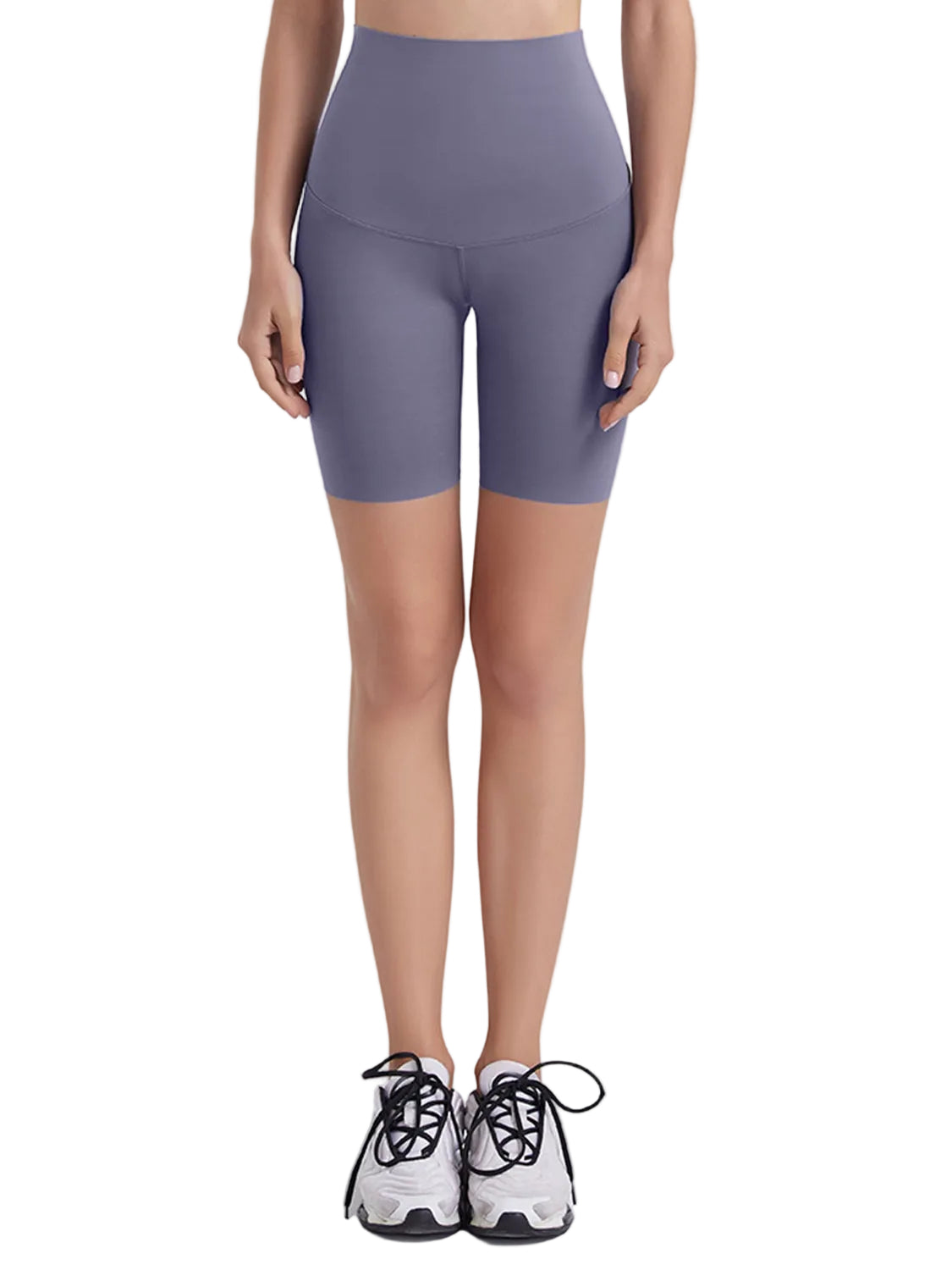 Women's wide waistband squat-proof sports shorts with tummy control for yoga and running