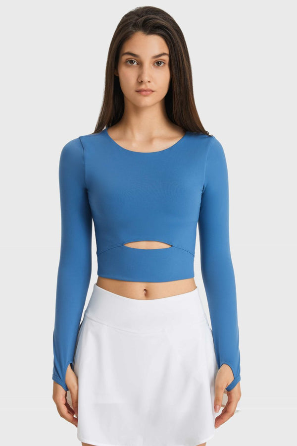 Millennia Sculpt Cutout Long Sleeve Cropped Active Top