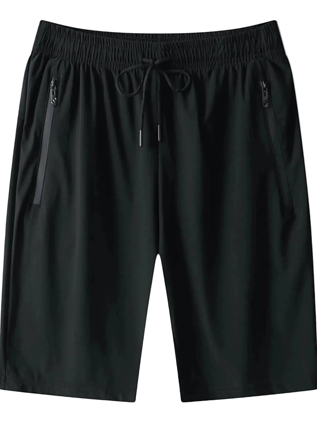 Men's active gym shorts with secure side zipper pockets and reinforced drawstring waistband