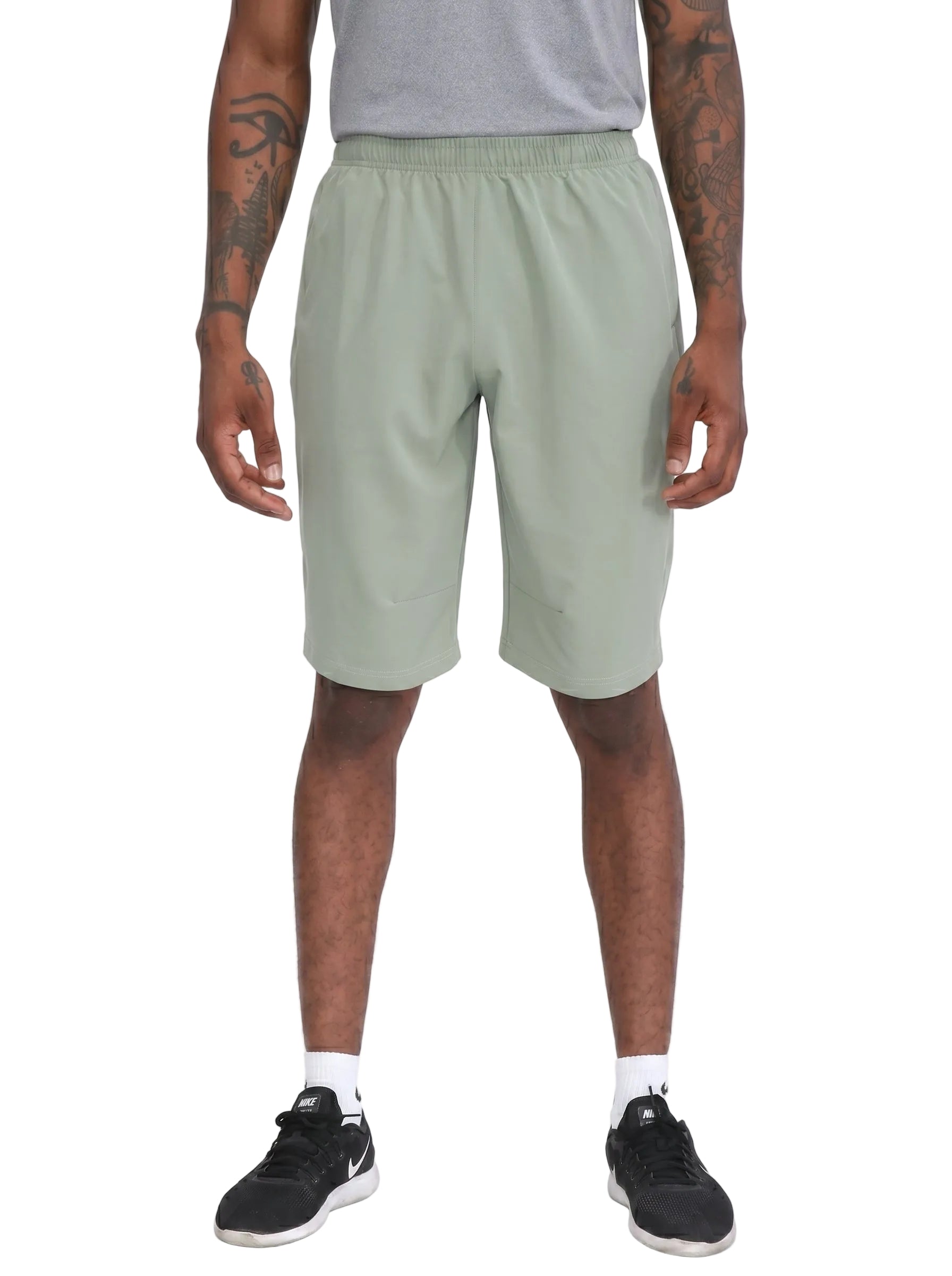 Men's lightweight elastic-waist active shorts with breathable minimal design for the gym