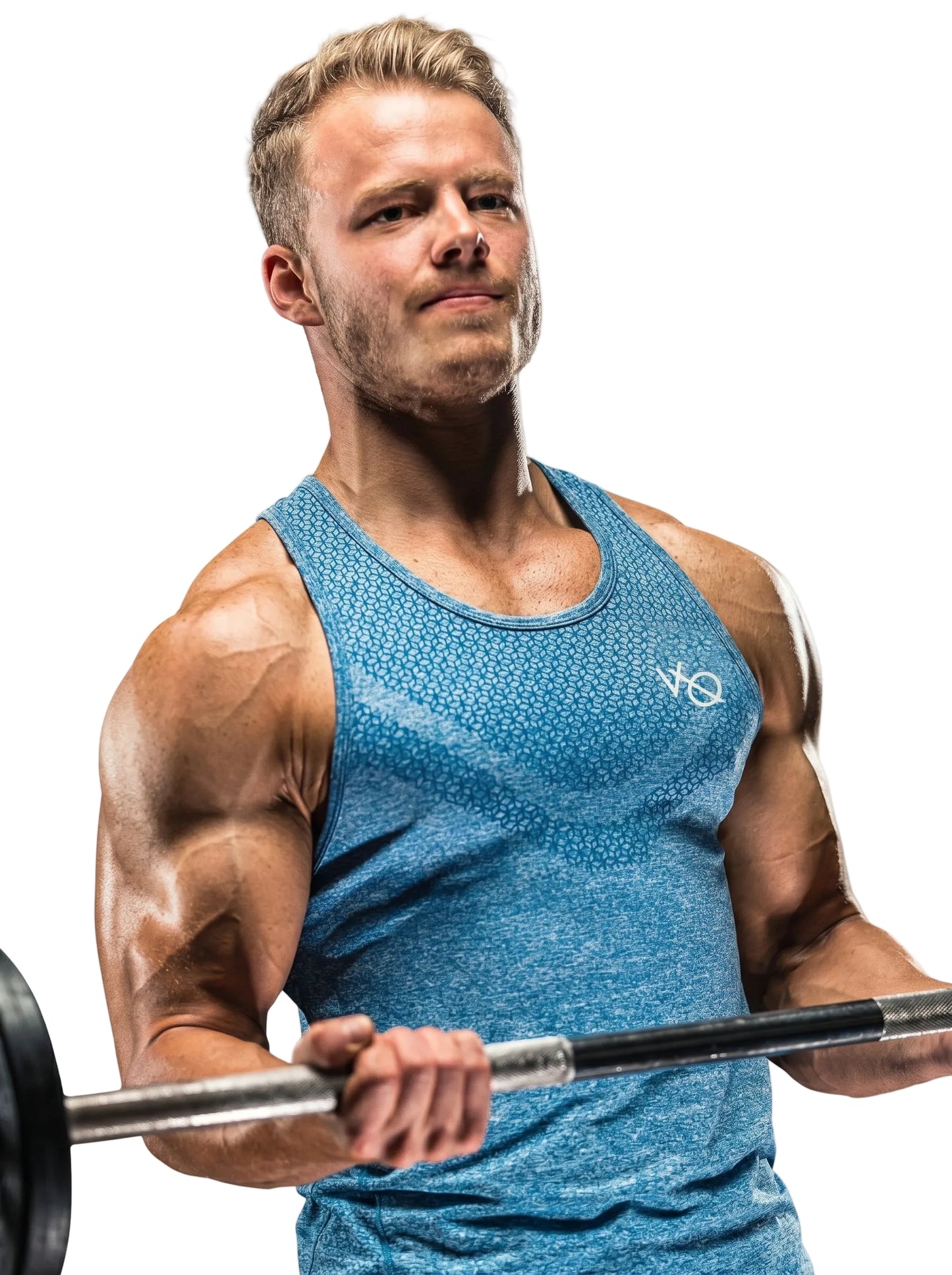 Men's textured-weave active tank with high-stretch athletic muscle fit and breathability