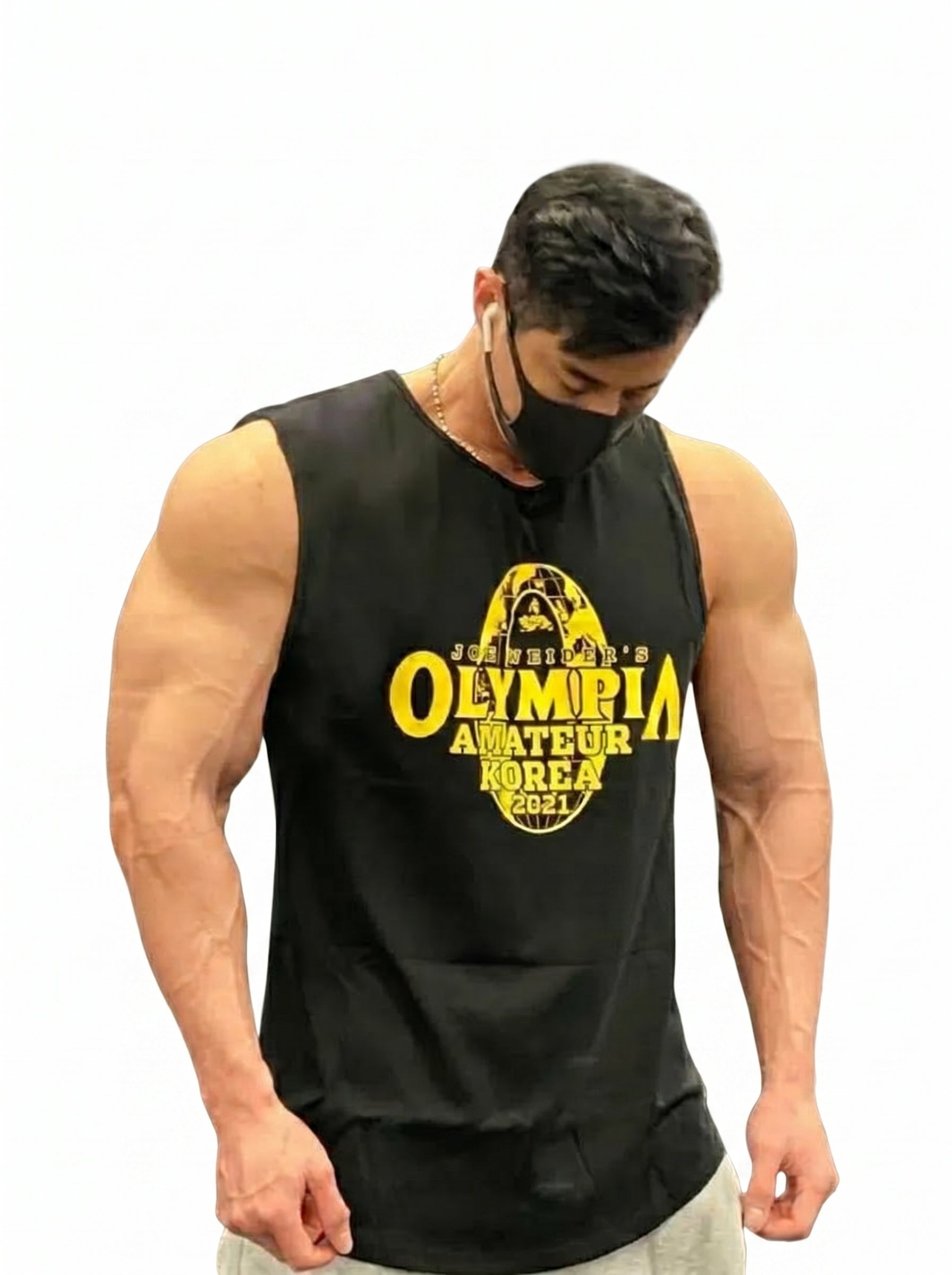 Plus-size men's graphic active tank with relaxed athletic fit and breathable cotton-blend fabric