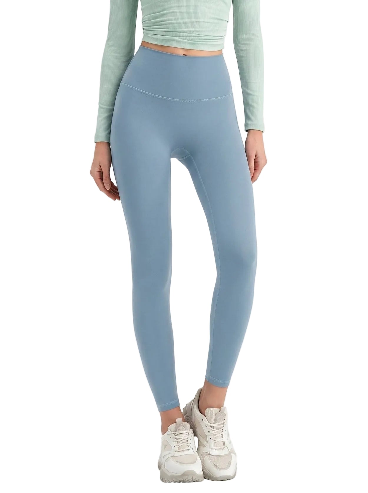 Women's high-waist sculpt leggings with wide waistband and body-contouring stretch fabric for yoga