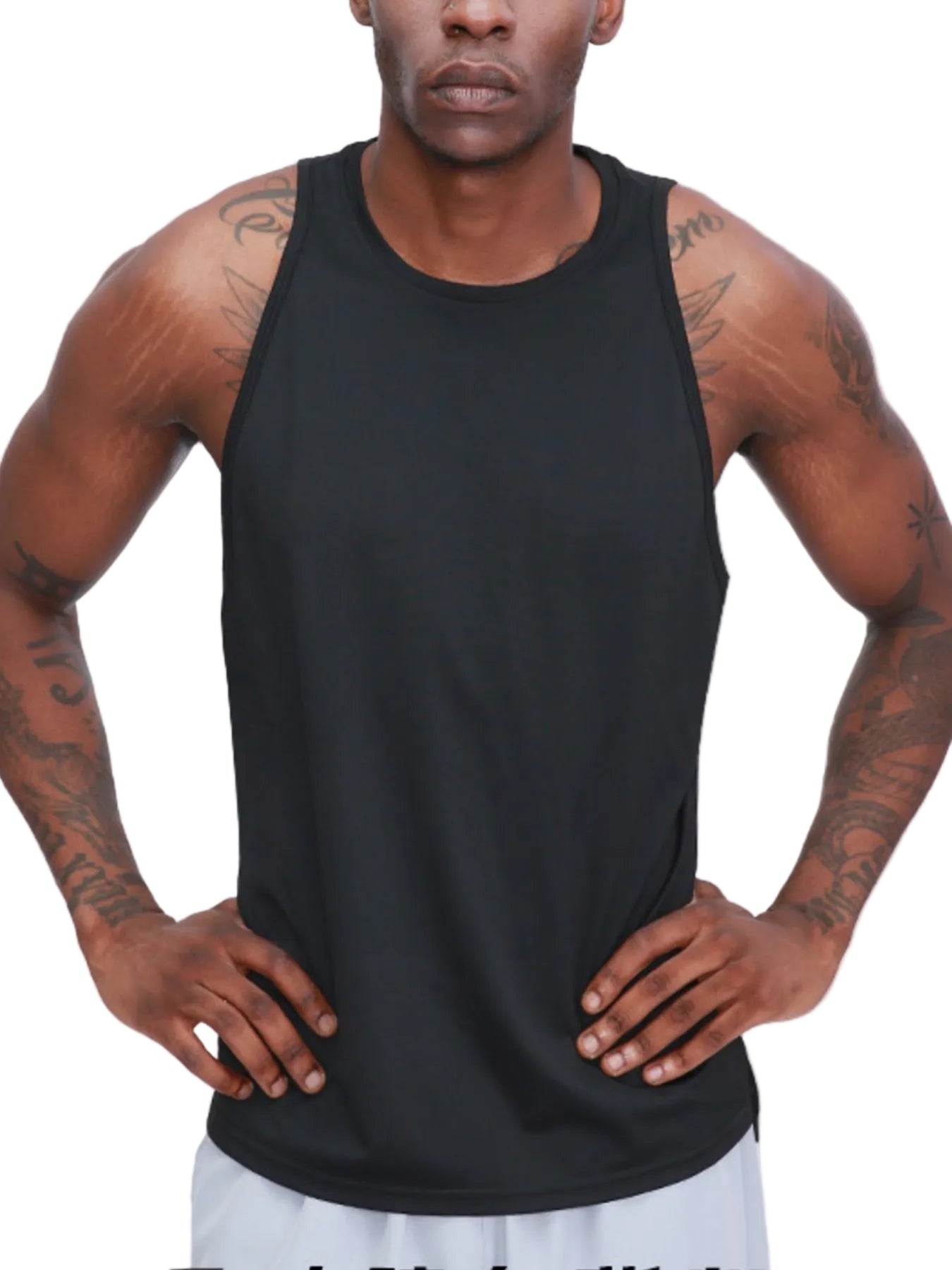 Men's sleeveless mesh-style performance training tank with moisture-wicking athletic cut