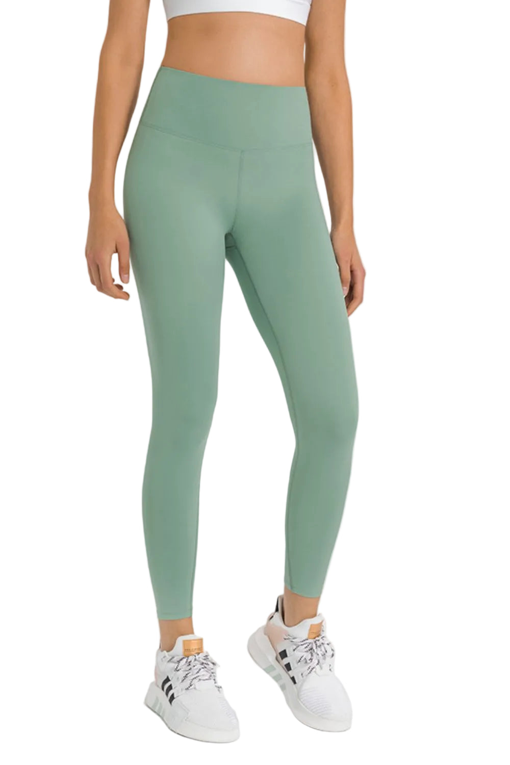 Women's high-waist ankle-length yoga leggings with tummy control and squat-proof stretch fabric